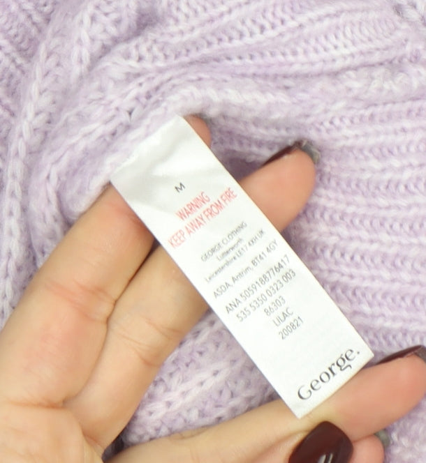 George Women’s Purple Chunky Knit Crew Neck Pullover Jumper Size M