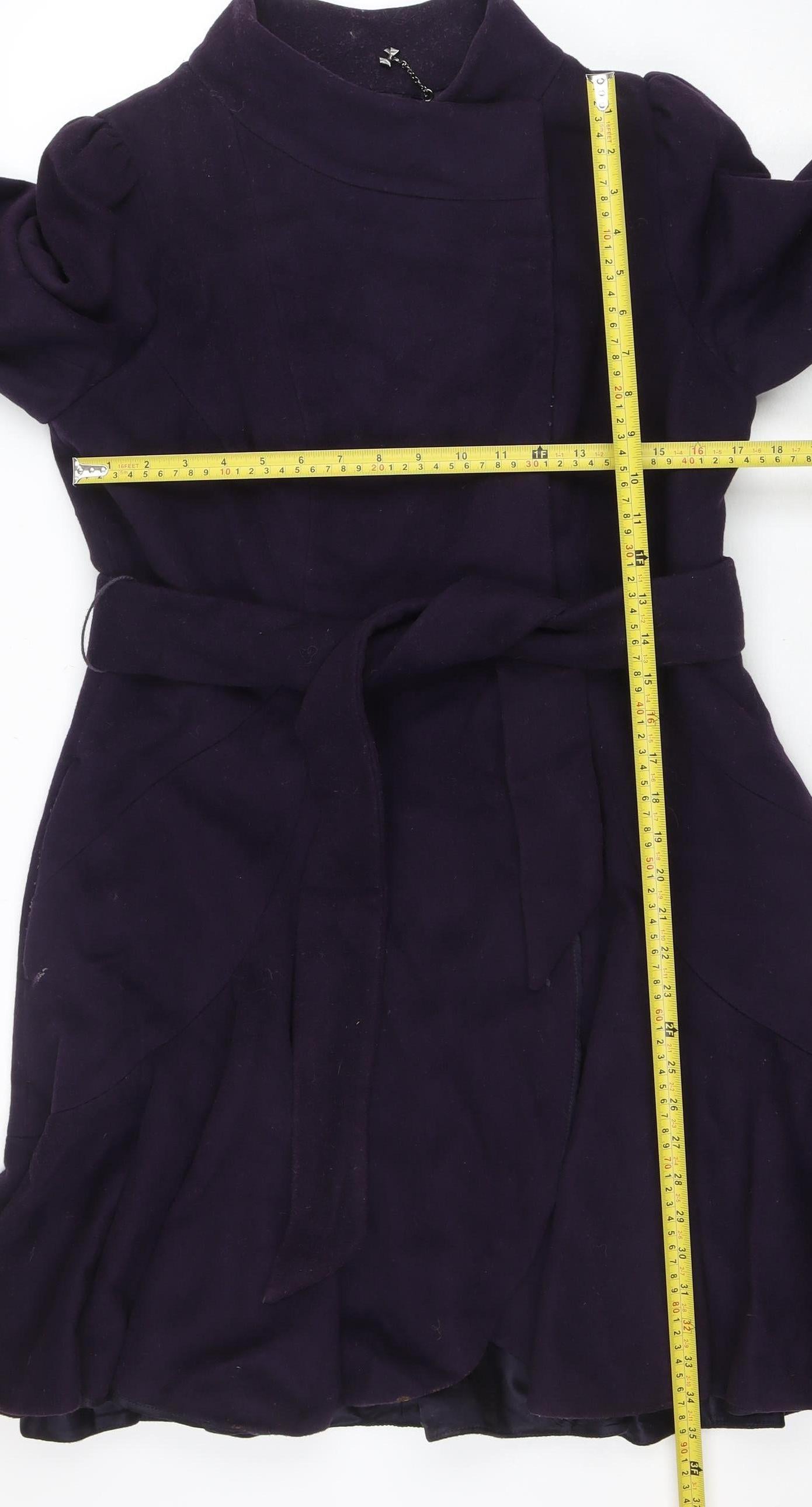 Coast Women's Purple Wool Blend Belted Formal Coat Size 14
