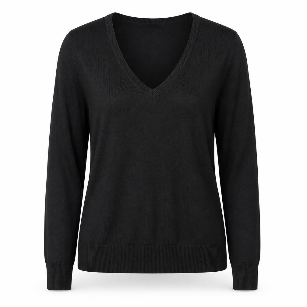 Next Essentials Women's Black Acrylic V-Neck Long Sleeve Jumper Size 10