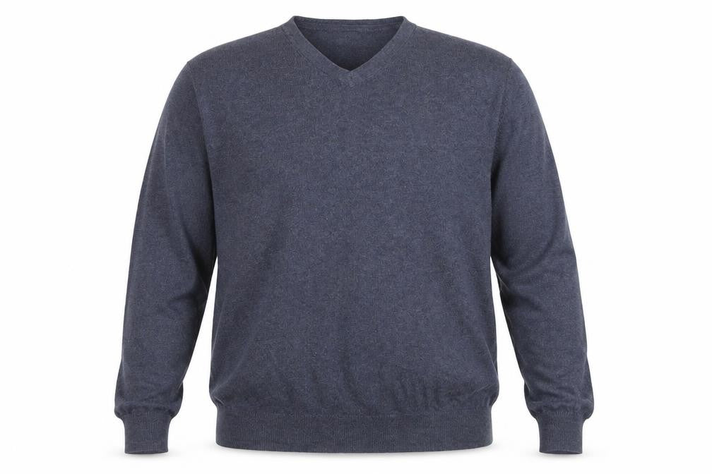 Jeff Banks Men's Blue Cotton Cashmere V-Neck Jumper Size L