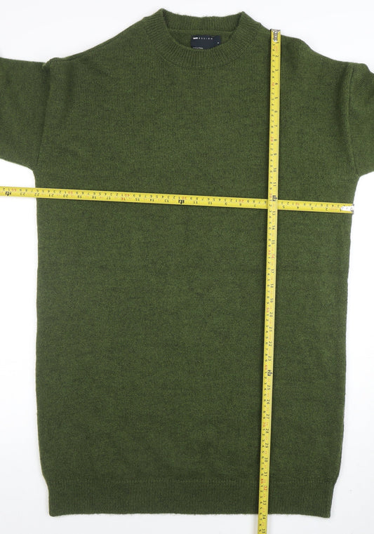 ASOS DESIGN Women Green 8-10 Knit Jumper Dress Crew Neck