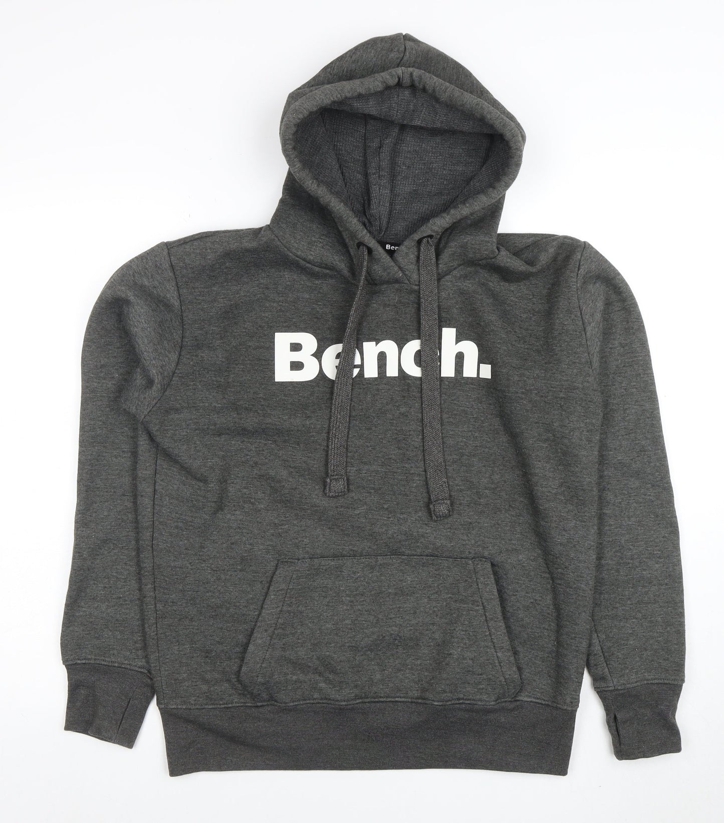 Bench Men’s Grey Pullover Hoodie L Regular Fit Logo Sweatshirt