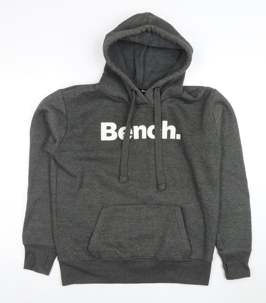Bench Men’s Grey Pullover Hoodie L Regular Fit Logo Sweatshirt