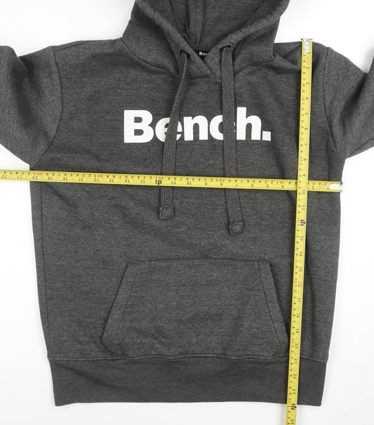 Bench Men’s Grey Pullover Hoodie L Regular Fit Logo Sweatshirt