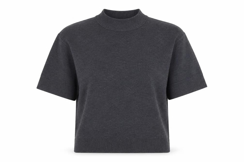 French Connection Women's Grey Mock Neck Short Sleeve Pullover Jumper M