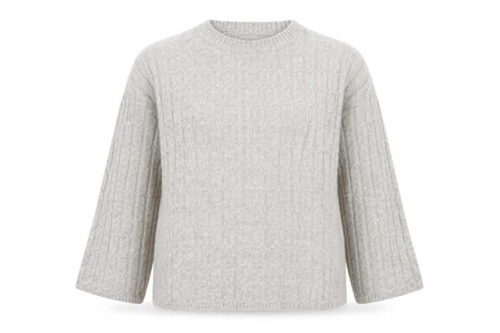 H&M Women’s Beige Wool Blend Cable-Knit Jumper Size 14