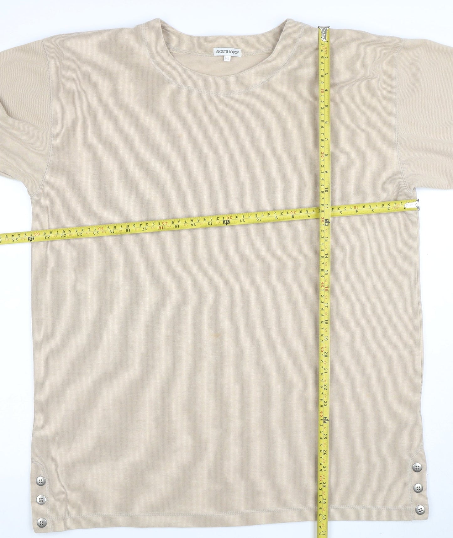 South Lodge Women's Beige Long Sleeve Button T-Shirt M