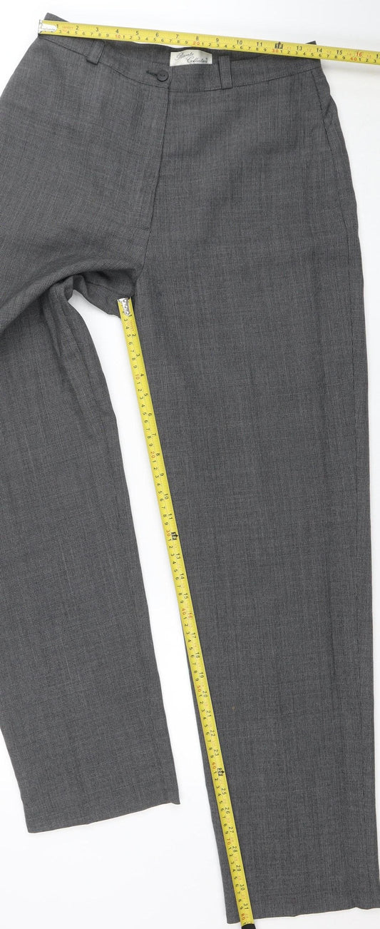 Private Collection Womens Grey Wool Blend Check Dress Trousers Size 14