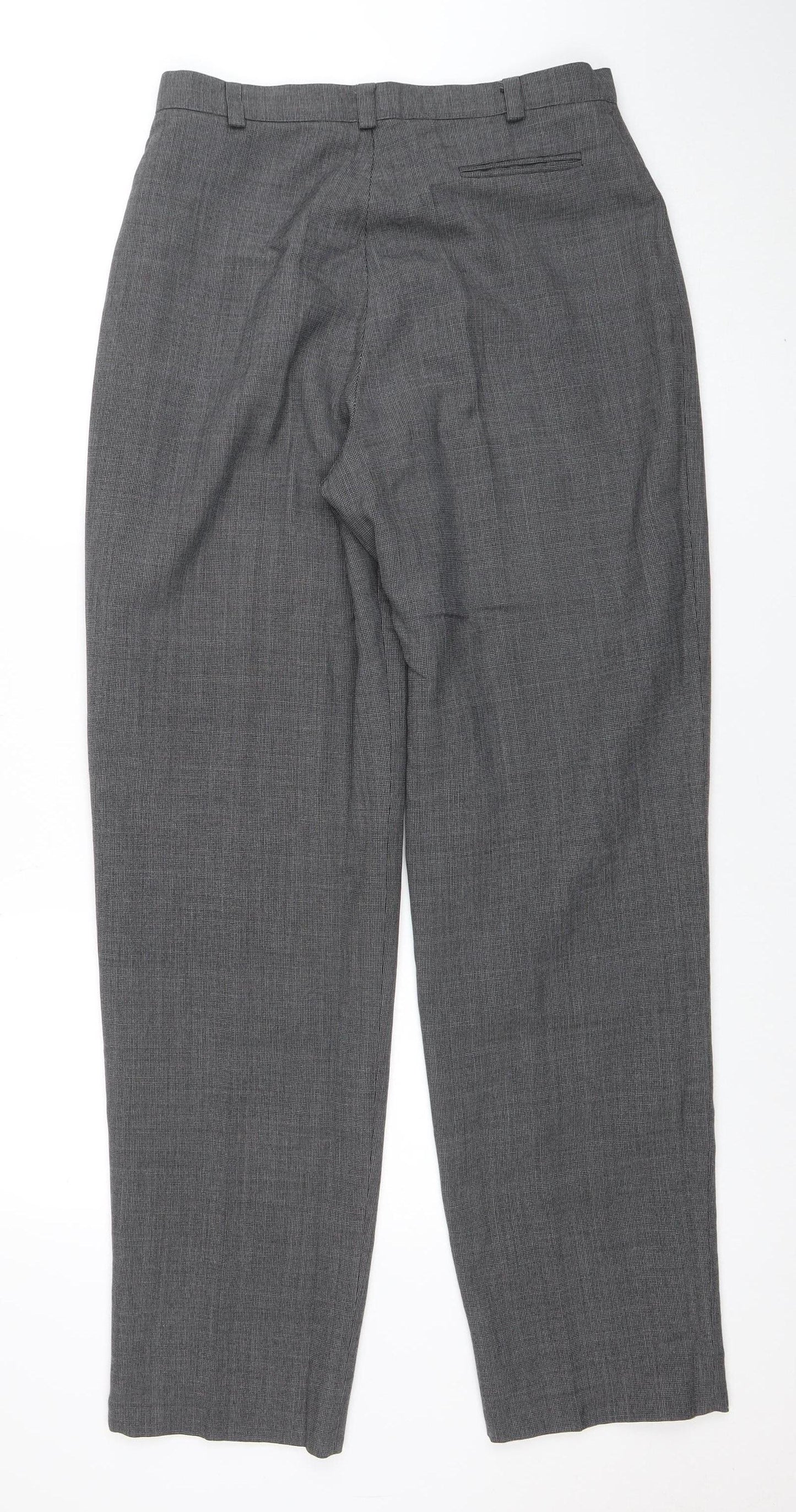 Private Collection Womens Grey Wool Blend Check Dress Trousers Size 14
