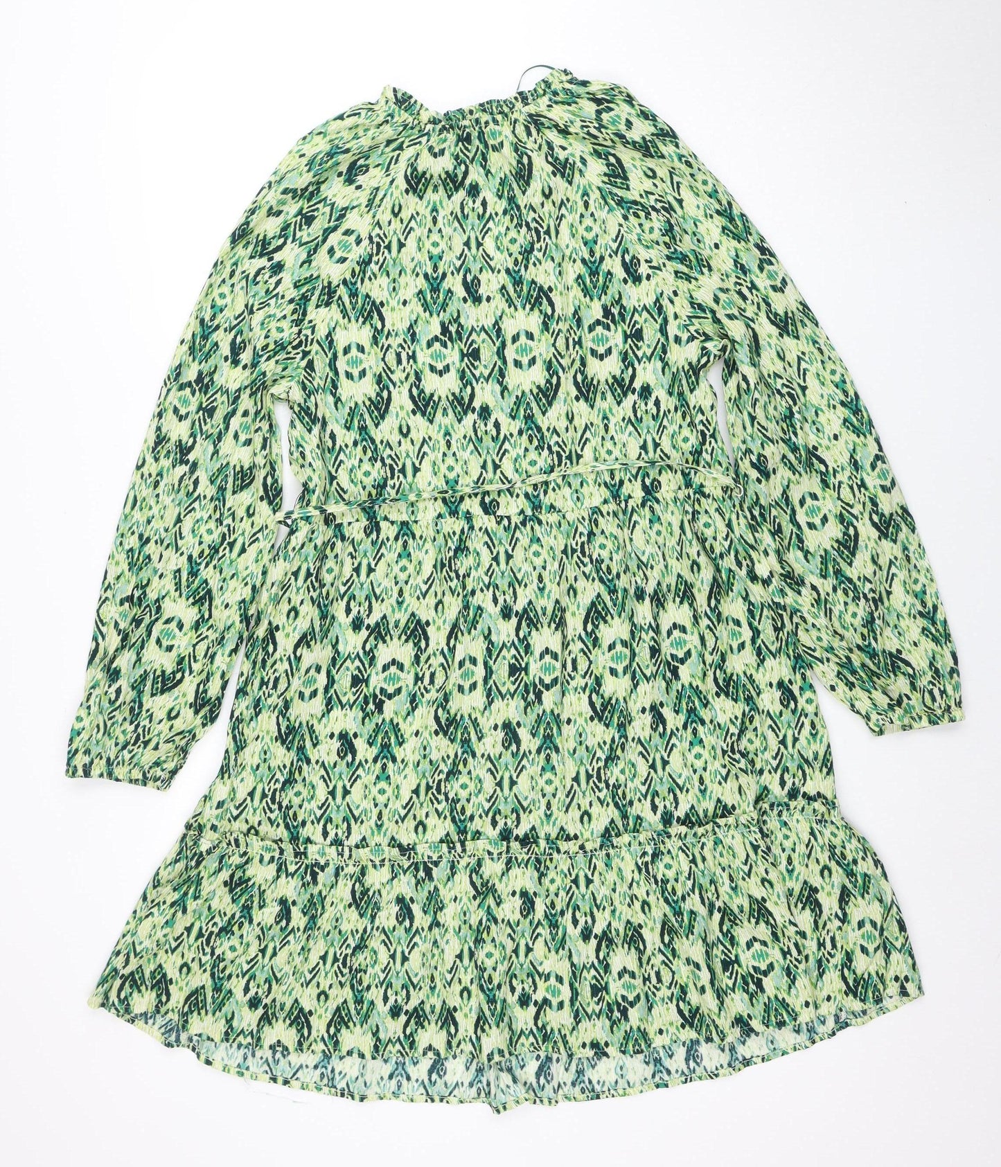 Marks and Spencer Womens Green Print Wrap Belted Dress Size 12