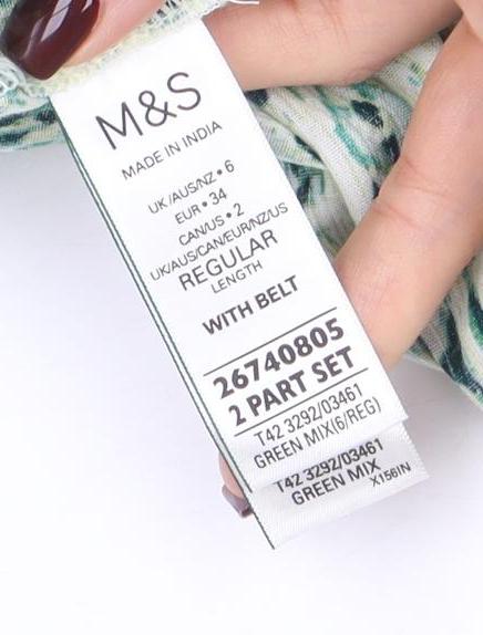 Marks and Spencer Womens Green Print Wrap Belted Dress Size 12