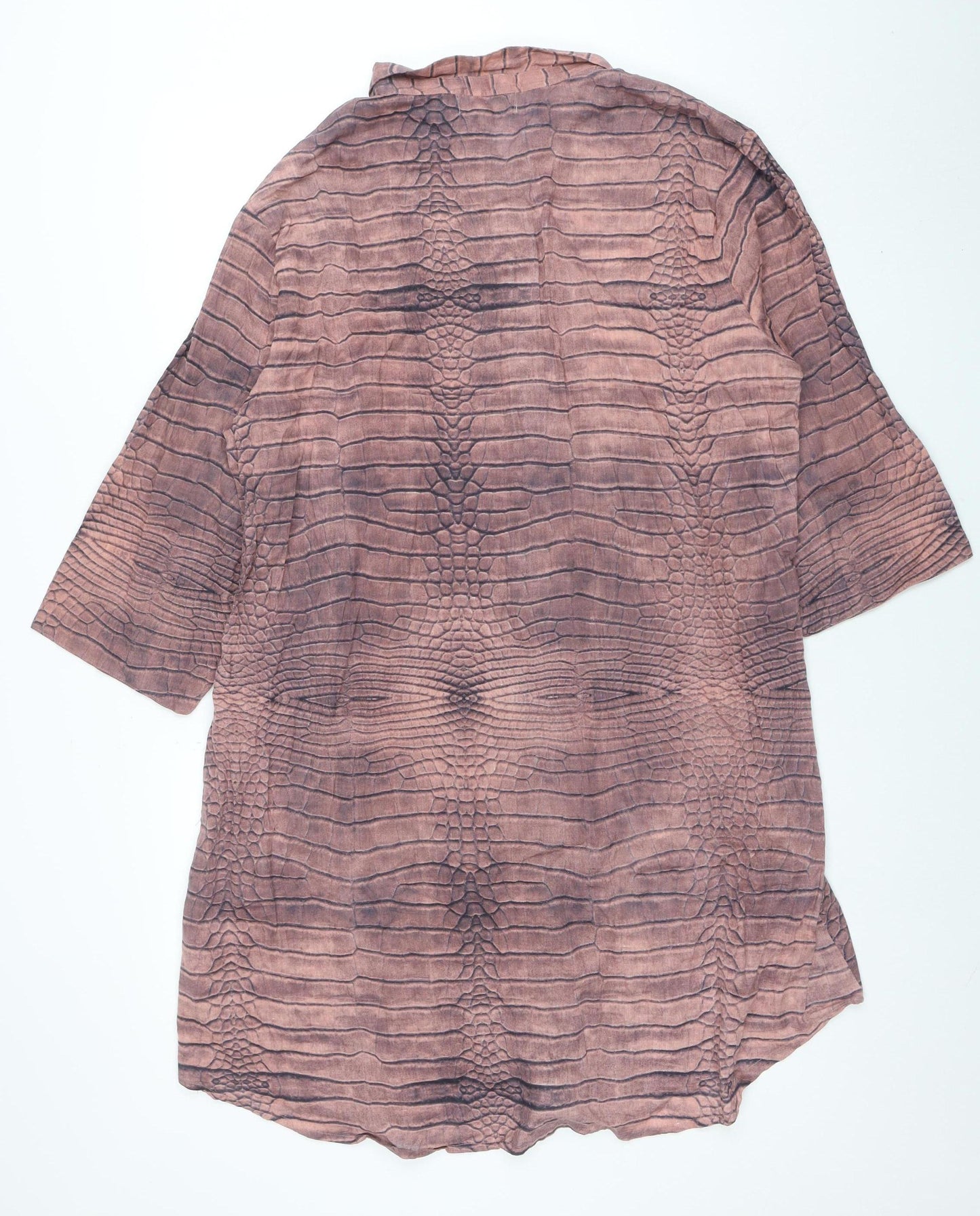Antica Sartoria Women Brown Cotton Embroidered Shift Dress Size 4