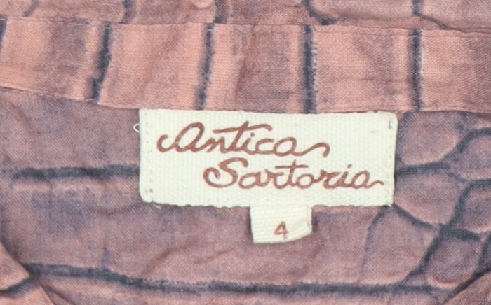Antica Sartoria Women Brown Cotton Embroidered Shift Dress Size 4
