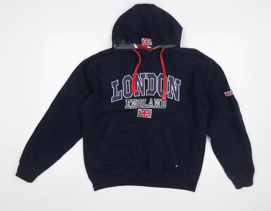 S.O.L.L. Womens Navy London England Hoodie XS Pullover Fleece