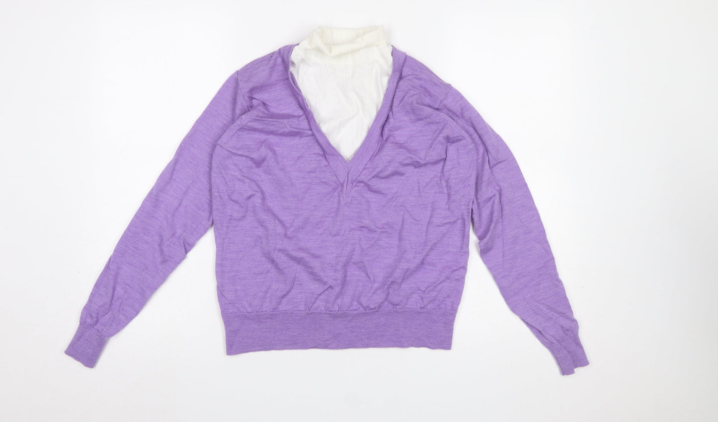 Sandro Women Purple V-Neck Wool Jumper Size 10