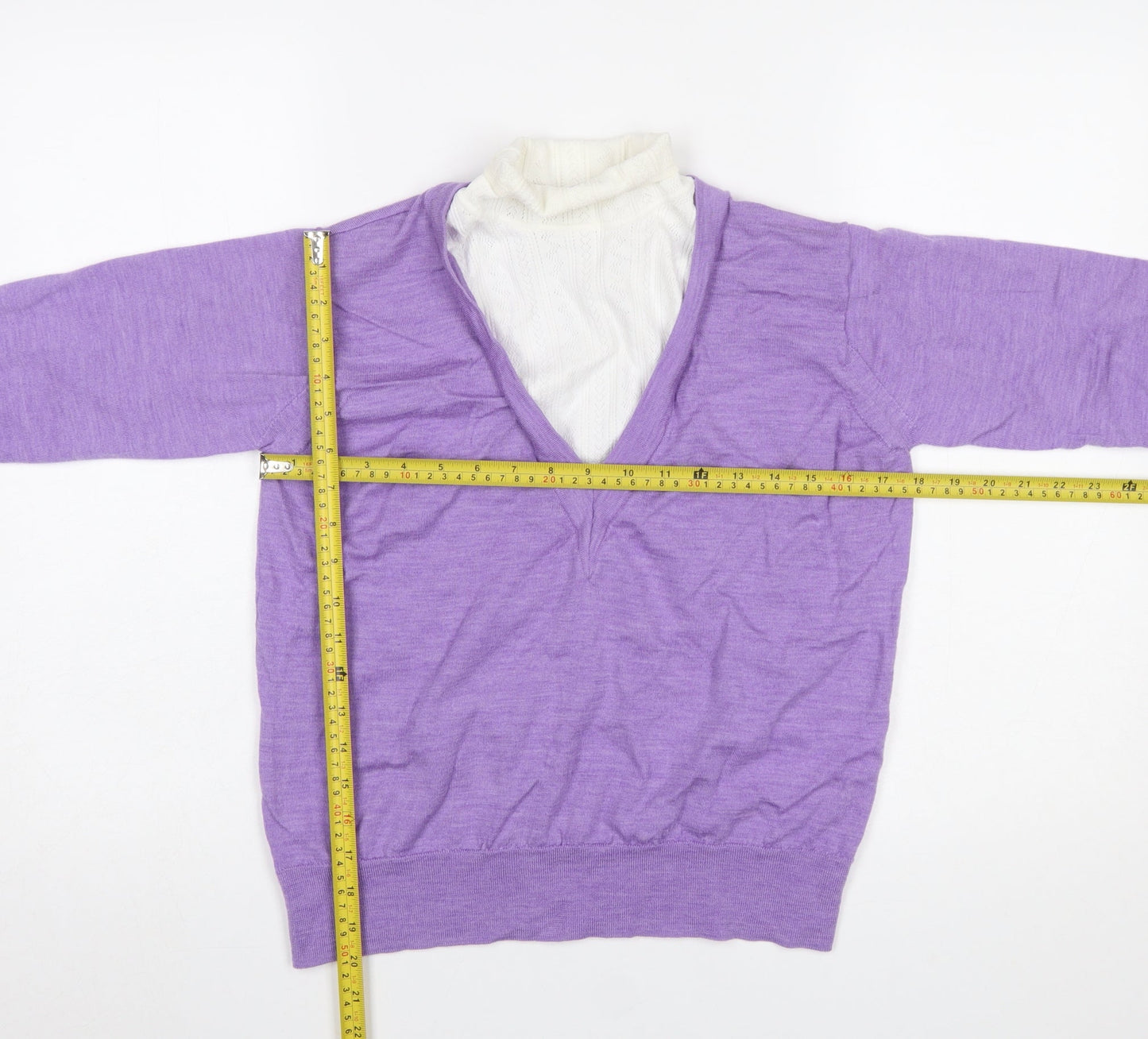 Sandro Women Purple V-Neck Wool Jumper Size 10