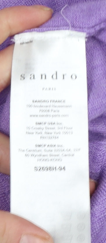 Sandro Women Purple V-Neck Wool Jumper Size 10