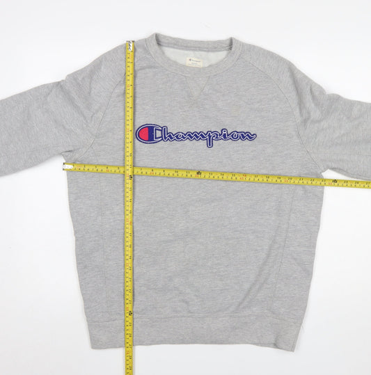 Champion Mens Grey Large Pullover Sweatshirt Embroidered Logo