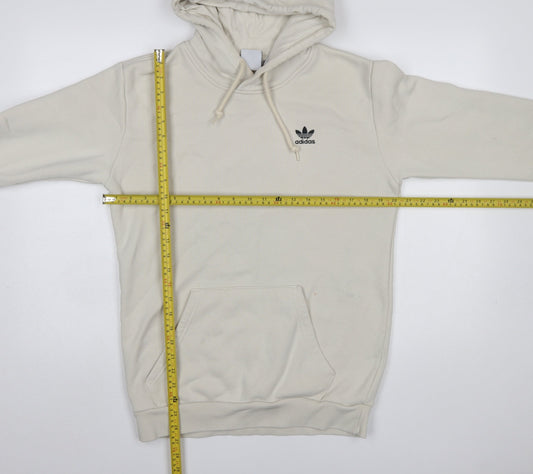adidas Men Beige Pullover Hoodie Small Regular Fit Fleece Logo