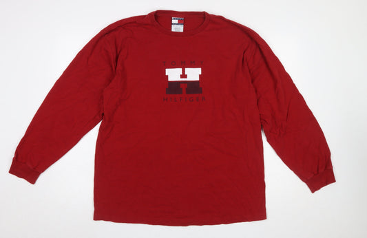 Tommy Hilfiger Men Red L Graphic Long Sleeve Cotton Pyjama Top