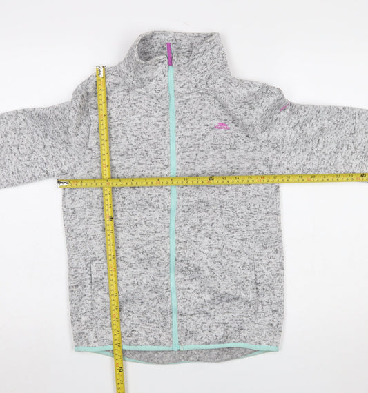 Trespass Girls Grey Full Zip Fleece Jacket 11-12 Years Lightweight Outdoor