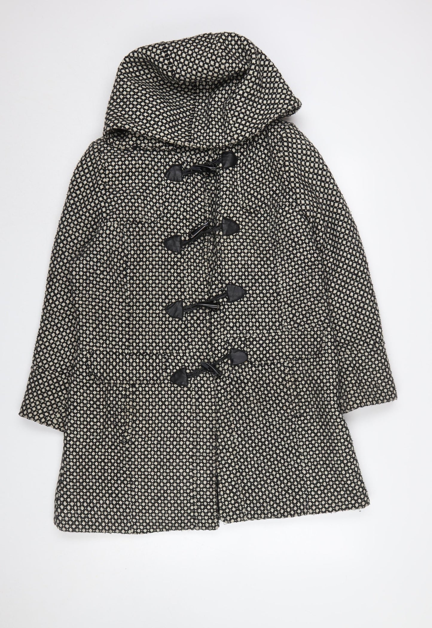 Autonomy Womens Black Wool Blend Mid-Length Duffle Coat Size 16