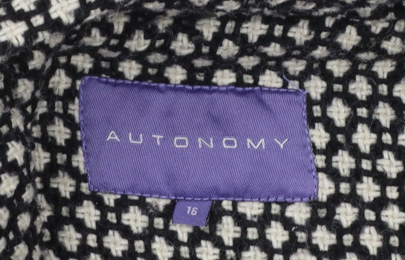 Autonomy Womens Black Wool Blend Mid-Length Duffle Coat Size 16