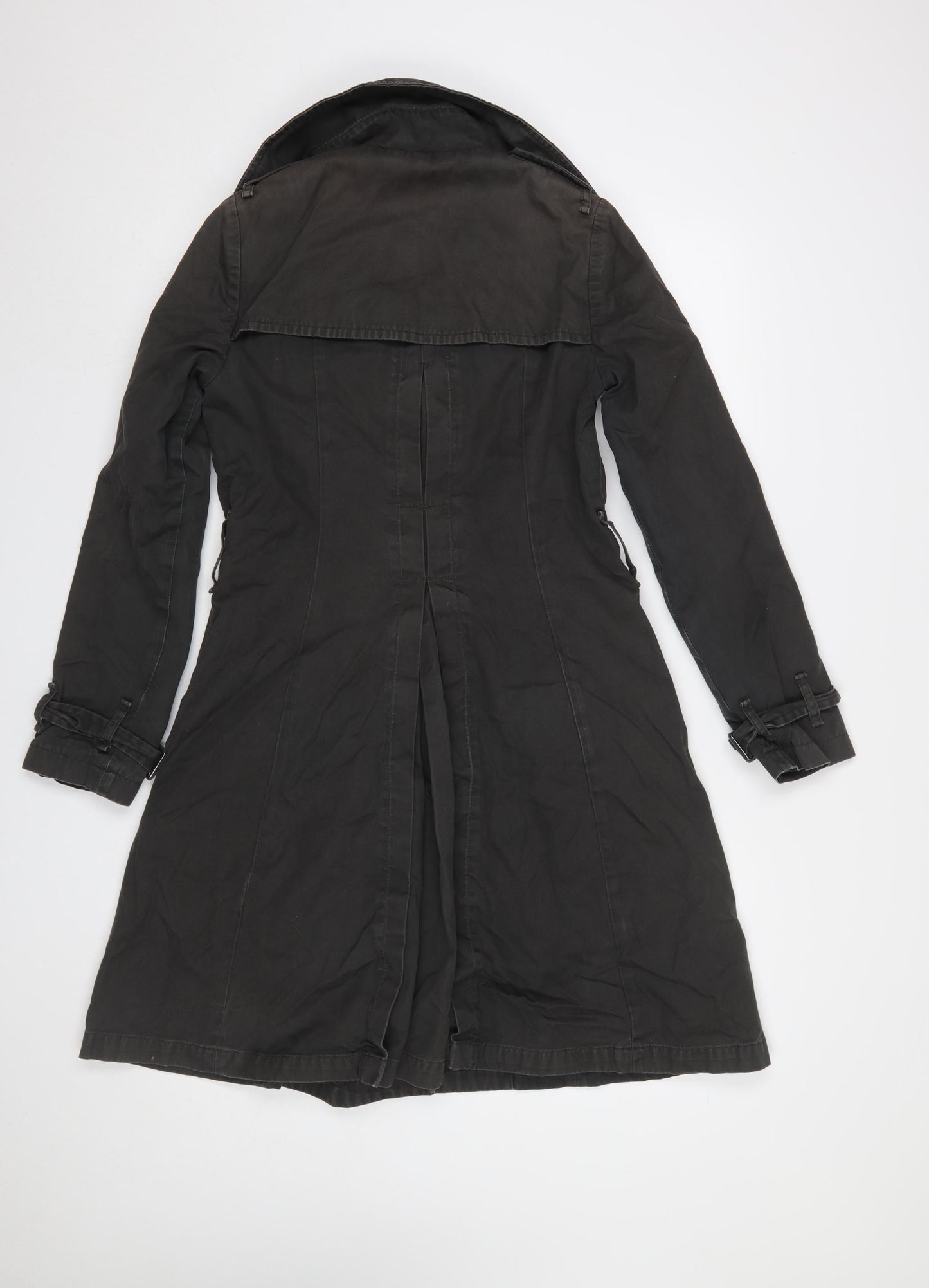 GAP Women's Black Cotton Trench Coat Size 8 Long Lined Classic Style