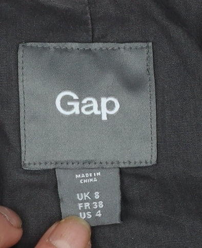 GAP Women's Black Cotton Trench Coat Size 8 Long Lined Classic Style