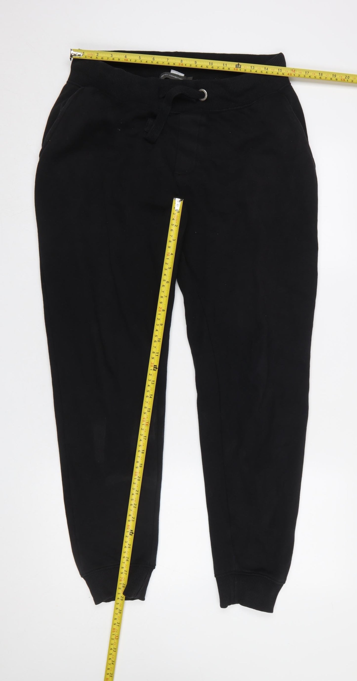 French Connection Men's Black Jogger Trousers M Regular Fit Cotton