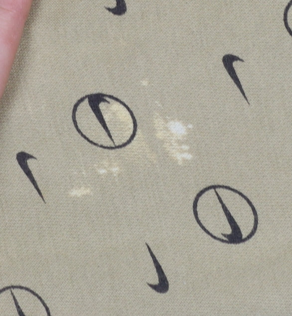 Nike Men's Beige Logo Print Jogger Trousers Size M Relaxed Fit