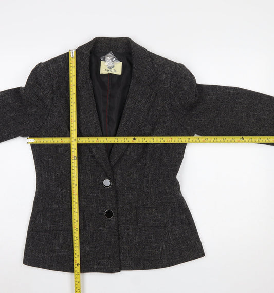 Viyella Women’s Grey Herringbone Blazer Jacket Size 10 Classic Fit