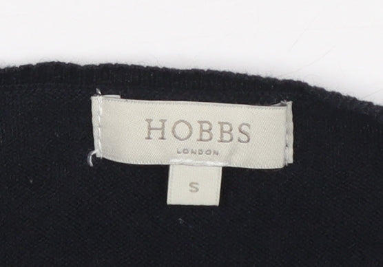 Hobbs Women Black Cotton Crew Neck Button Cardigan Size S