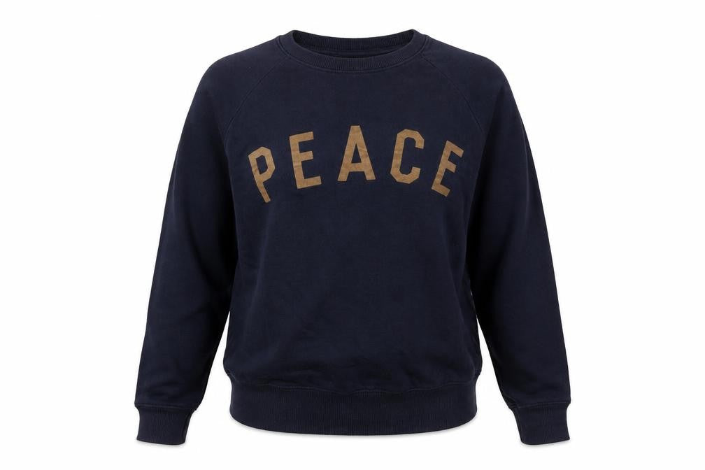 Earth Positive Women Navy Blue Peace Graphic Crew Sweatshirt XS