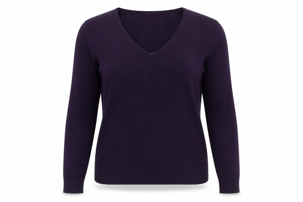 Marks and Spencer Women's Purple V-Neck Acrylic Jumper UK 14