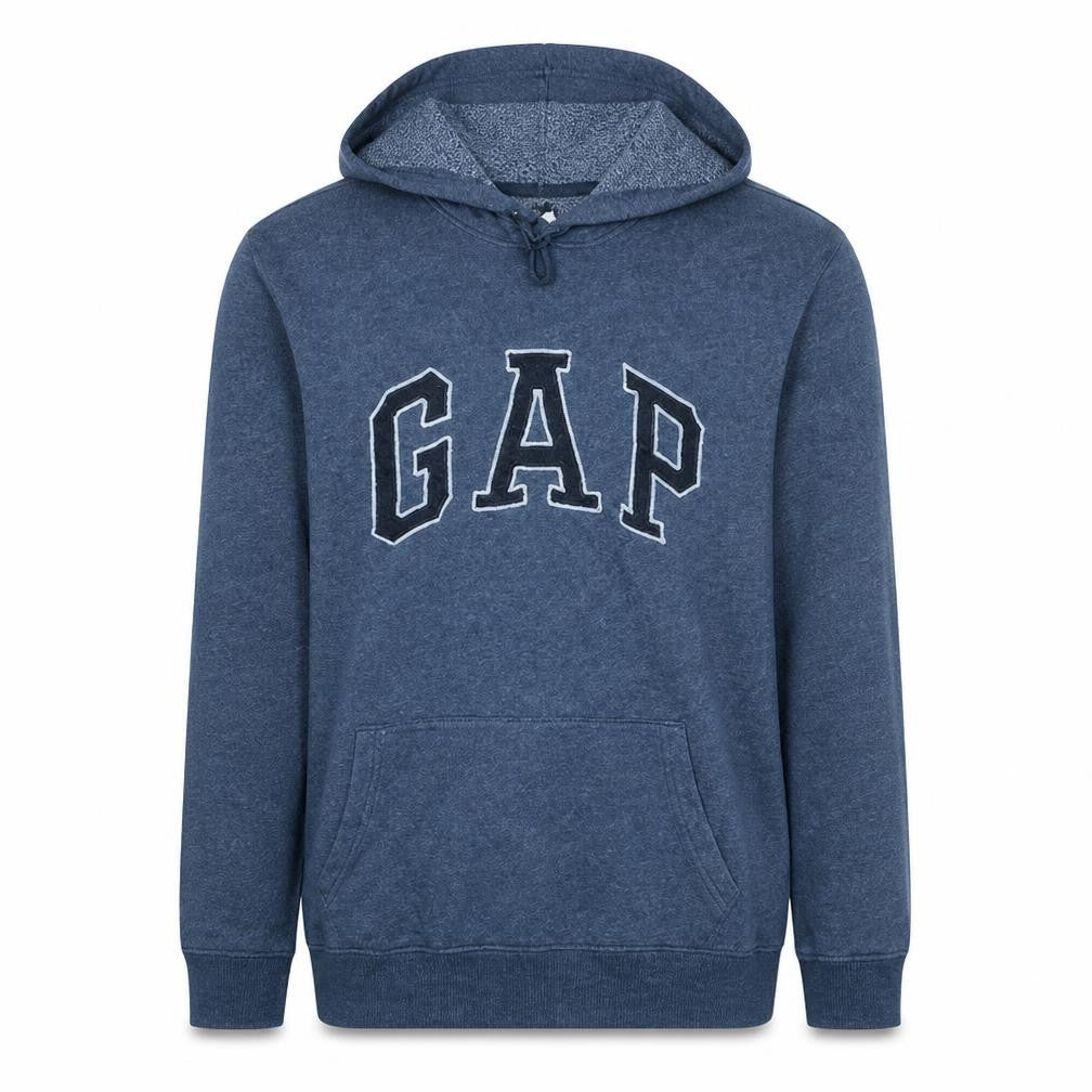 Gap Mens Blue Pullover Hoodie M Logo Fleece Sweatshirt