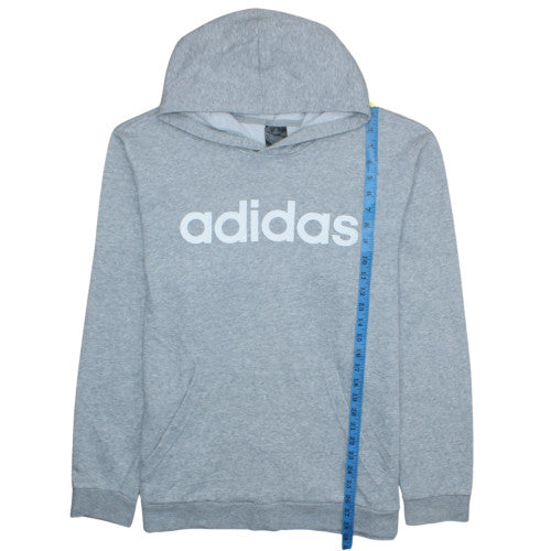 Adidas Women Grey Pullover Hoodie Size M Relaxed Fit Logo Design