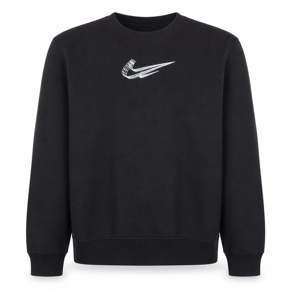 Nike Womens Black M Pullover Sweatshirt Crew Neck Logo Cotton Blend