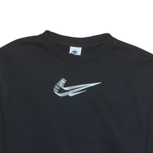 Nike Womens Black M Pullover Sweatshirt Crew Neck Logo Cotton Blend