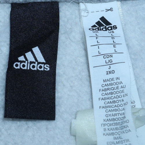 Adidas Men’s Grey 2XL Pullover Hoodie with Blue Stripes