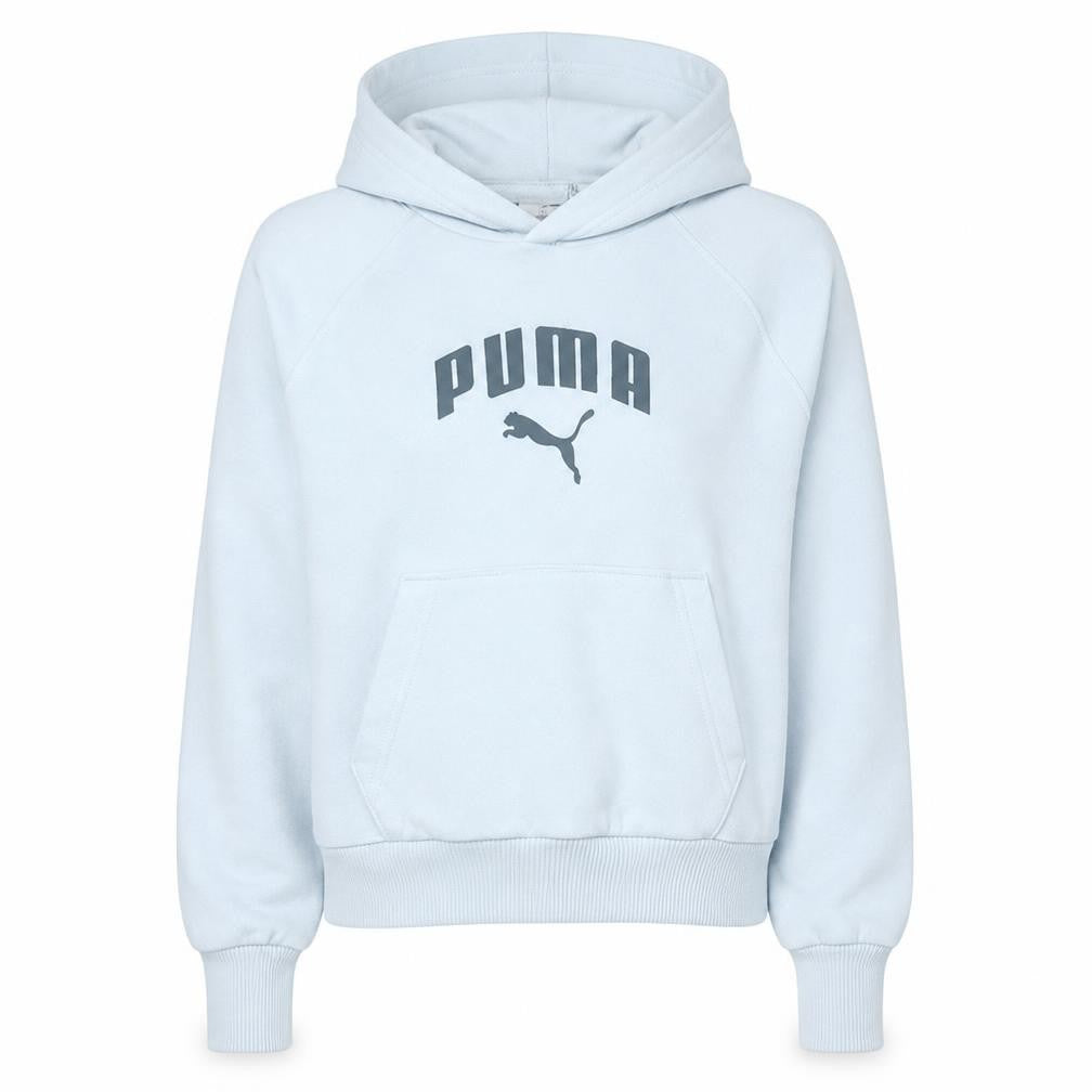 Front view of Puma Women White Hoodie Pullover Sweatshirt, size M, Cotton Blend