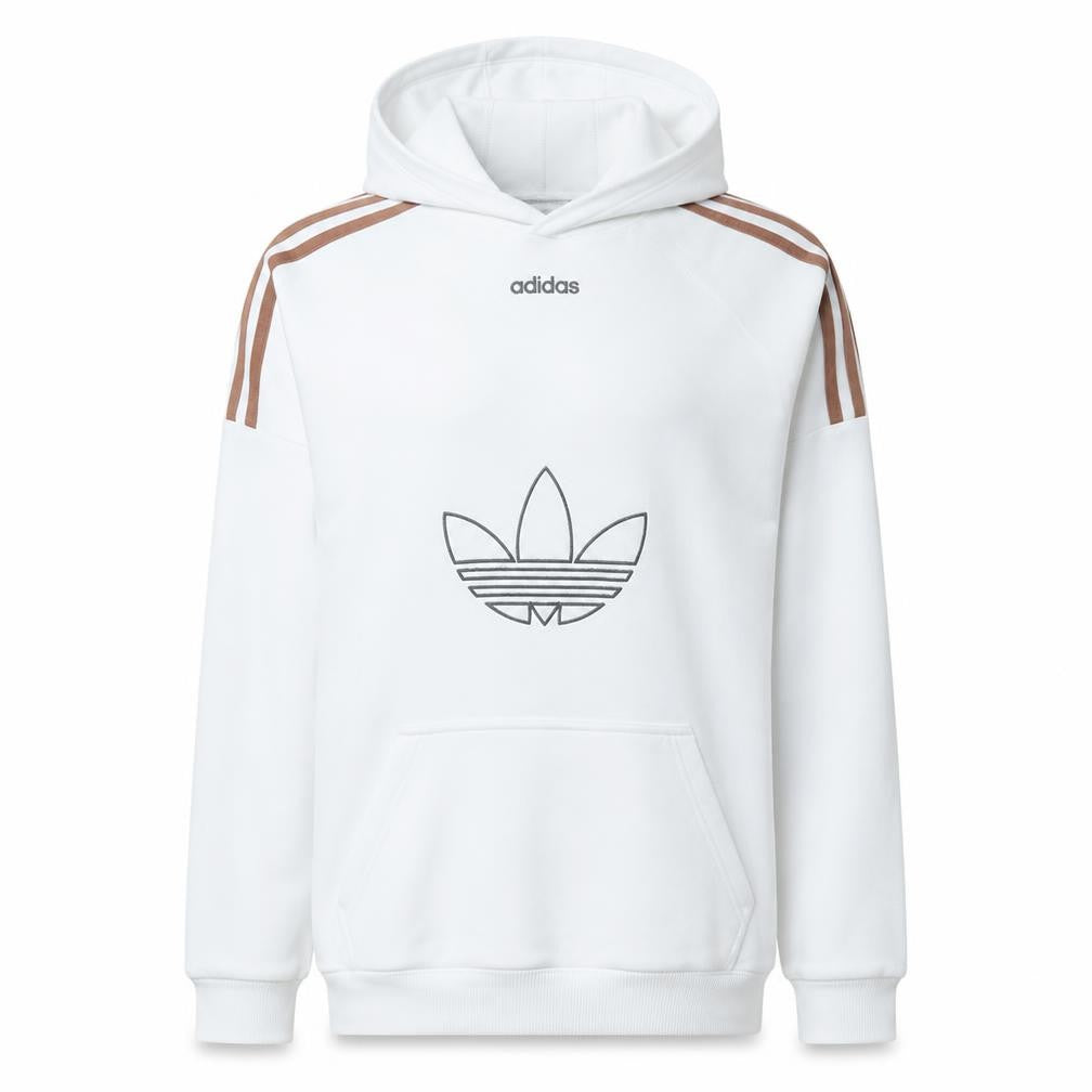 Front view of Adidas Men's White Pullover Hoodie XS Crew Neck Sportswear