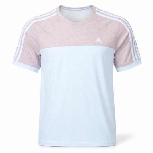 Adidas Men’s White & Pink Colourblock Crew Neck T-Shirt Size M