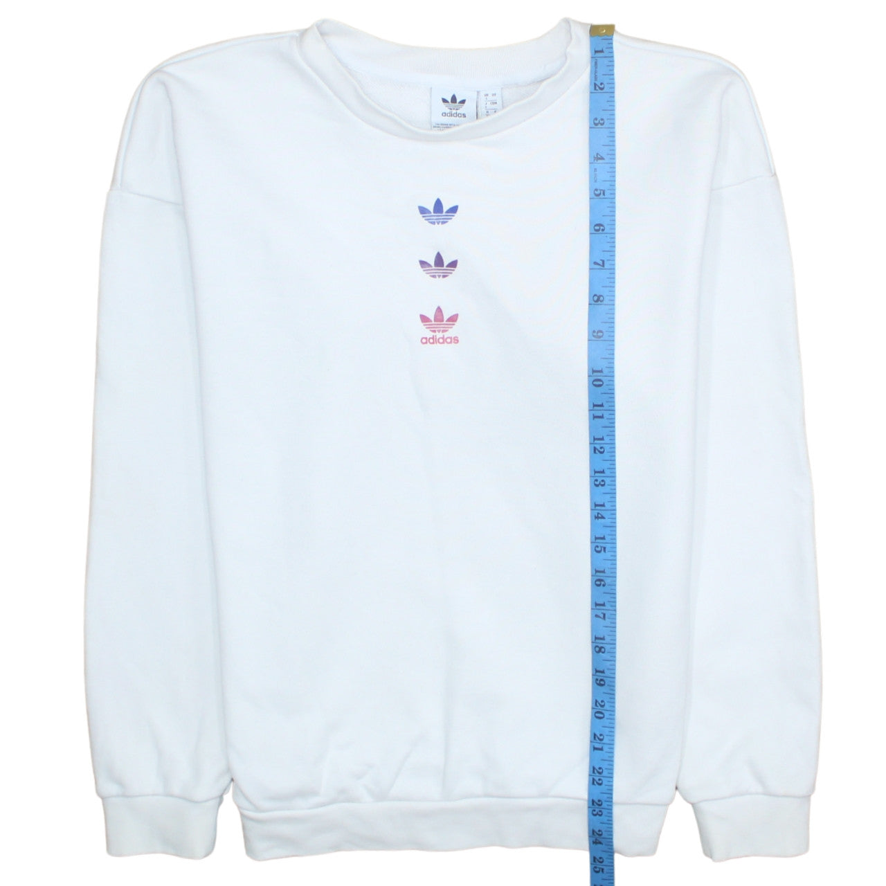 Adidas Women White Crew Neck Pullover Sweatshirt UK 4 Cotton Blend