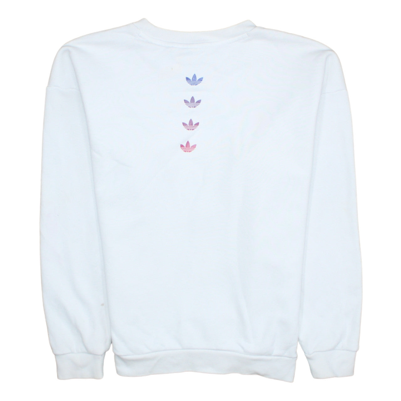 Adidas Women White Crew Neck Pullover Sweatshirt UK 4 Cotton Blend