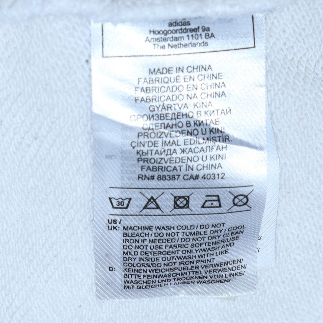 Adidas Women White Crew Neck Pullover Sweatshirt UK 4 Cotton Blend