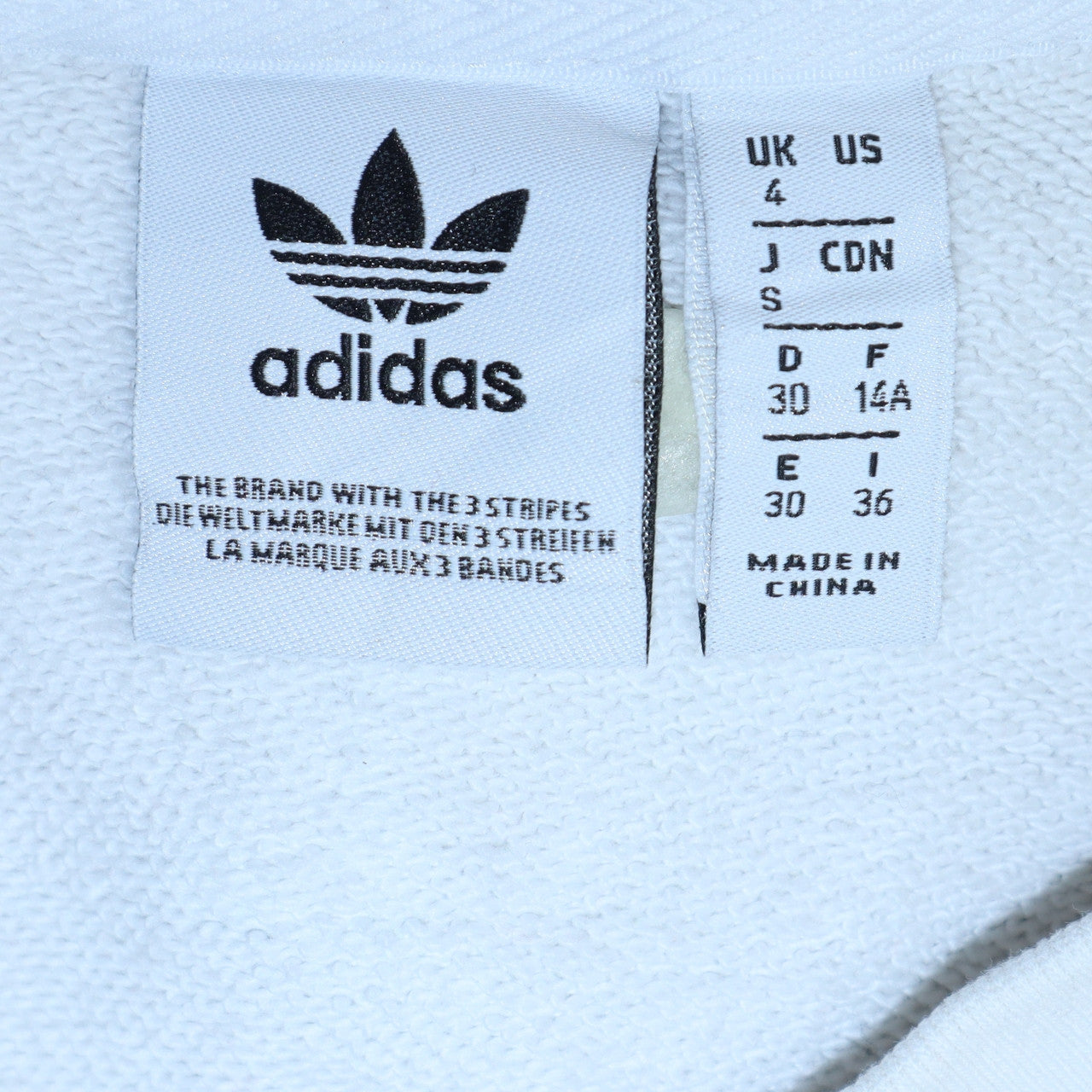 Adidas Women White Crew Neck Pullover Sweatshirt UK 4 Cotton Blend