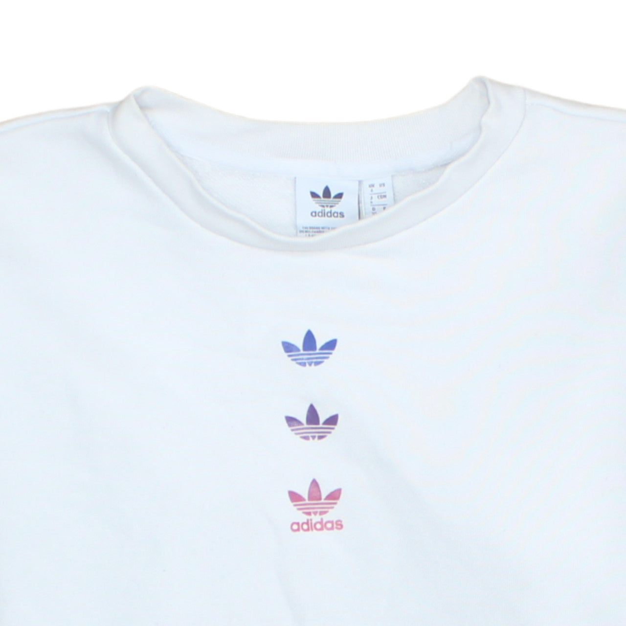 Adidas Women White Crew Neck Pullover Sweatshirt UK 4 Cotton Blend