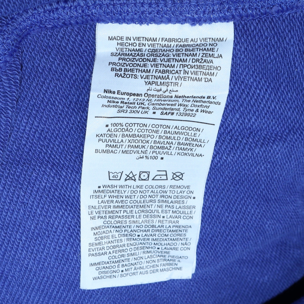 Nike Men's Blue Cotton Crew Neck Pullover Sweatshirt Size S
