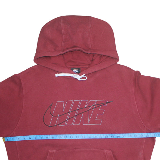 Nike Mens Red Pullover Hoodie L Regular Fit Graphic Logo Fleece